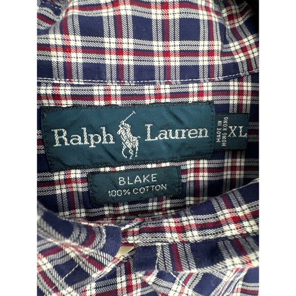 Vintage Ralph Lauren Shirt Mens XL Blue Plaid Button Down Pony Cotton - Picture 2 of 8